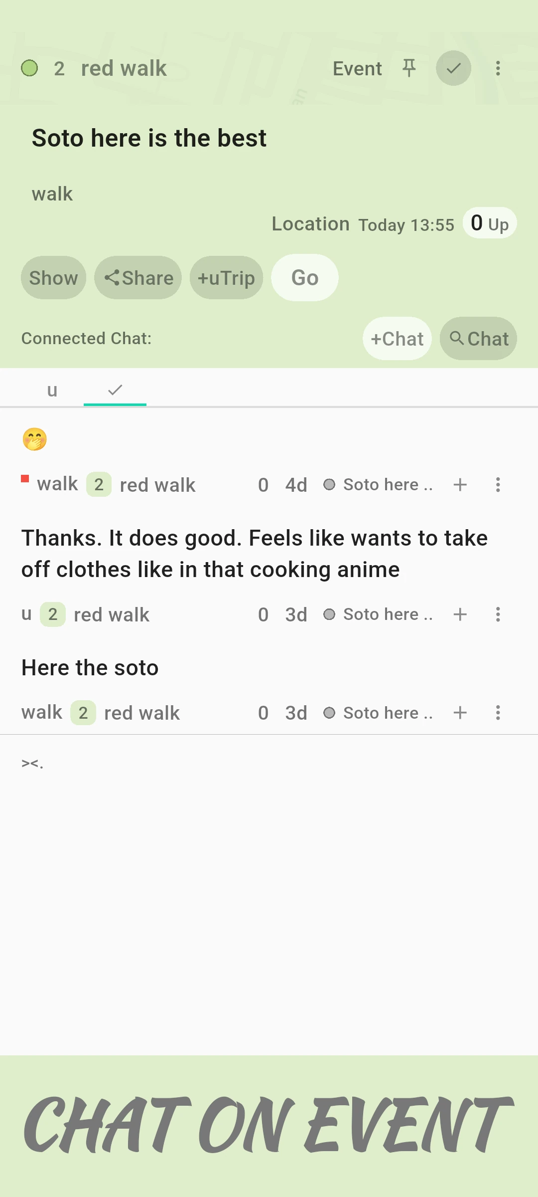 screenshot of chat on event